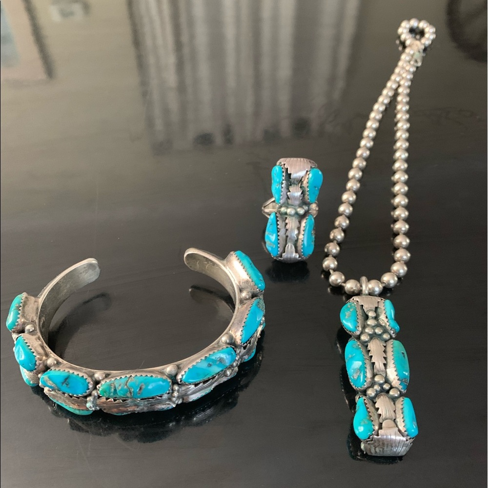 Vintage Navajo Turquoise silver jewelry- designed by Jackie Singer